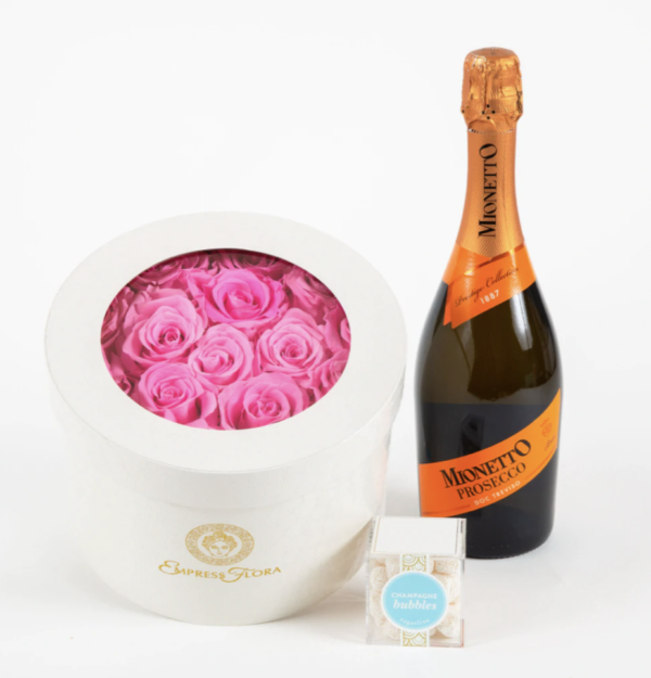 Love is Eternal Gift Set With Mionetto Prosecco Wine and Roses